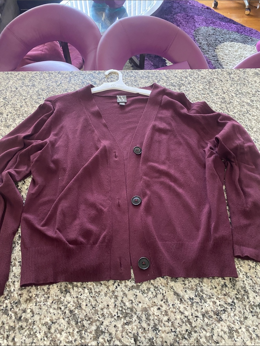 Worthington Burgundy Button V-Neck Cardigan